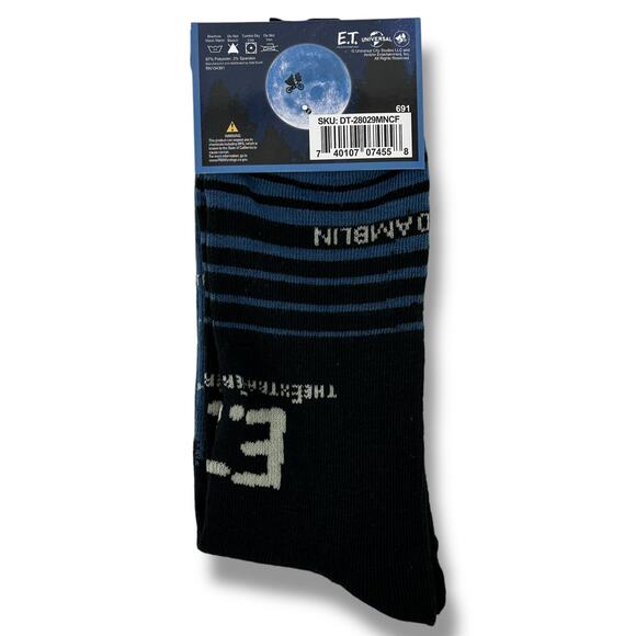 E.T. The Extra Terrestrial TV Movie Crew Socks Mens One Size 6-12 Moon Bike - Picture 2 of 4